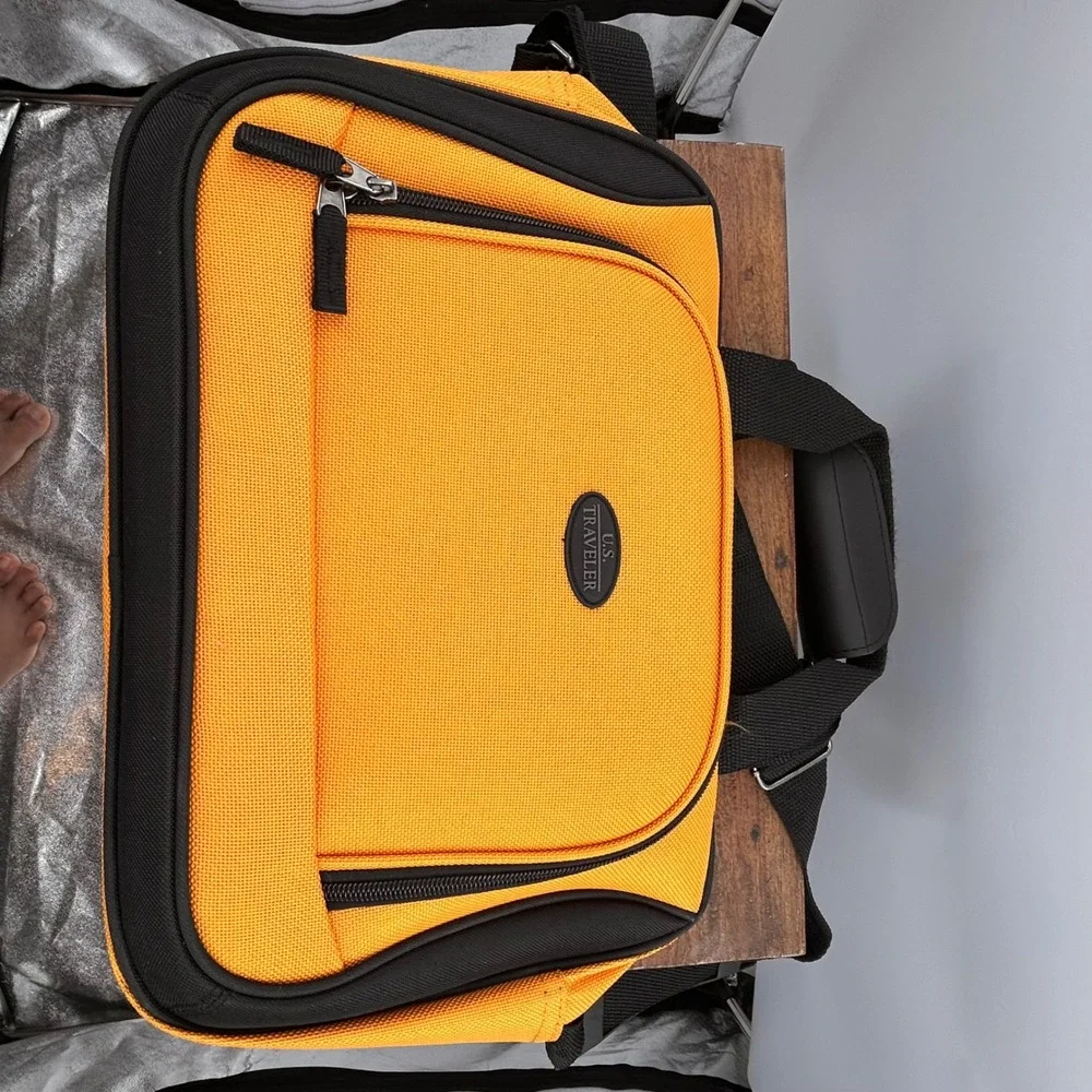 U.S. Traveler Carry On Flight Bag Orange Black Personal Item Travel Tote